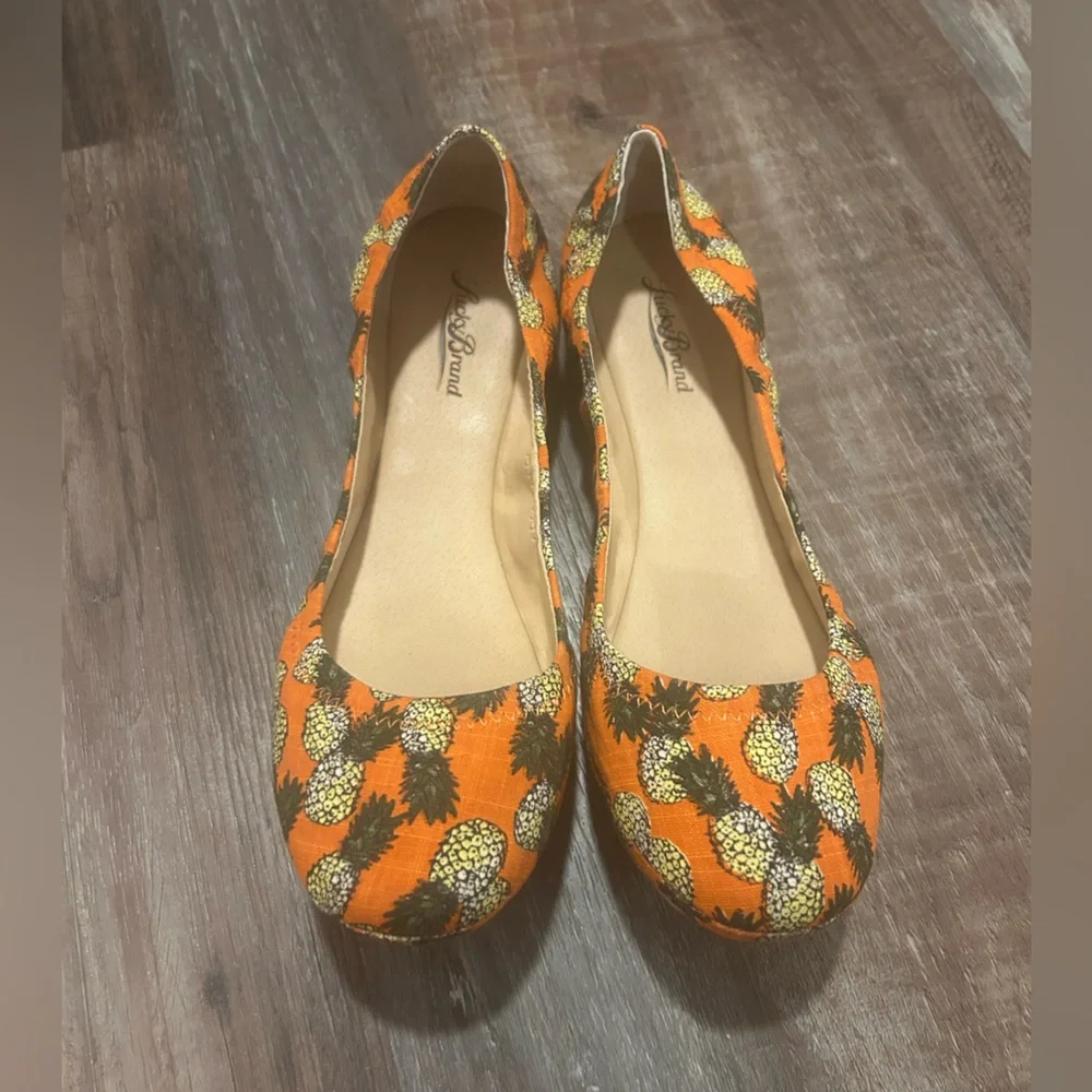 50%offw❤️Lucky Brand Ballet Flats 9.5 Orange Pineapple Artsy Ballerina Shoes